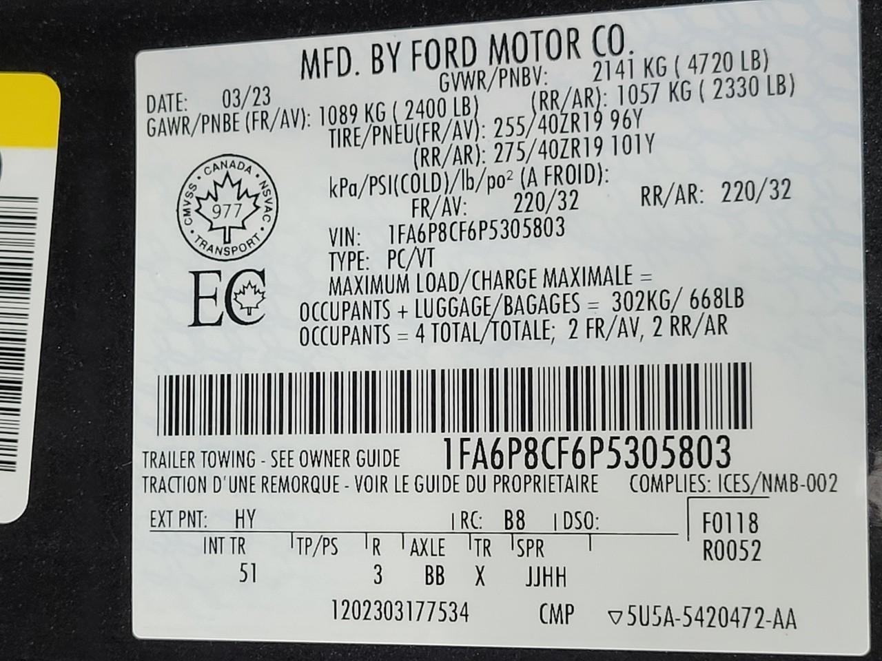 2023 Ford MUSTANG 2DR CAR