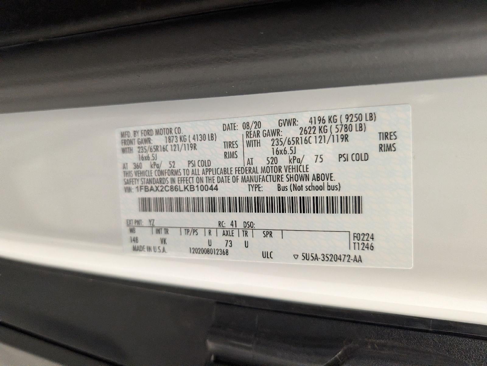 2020 Ford Transit Passenger Wagon T-350 148 Med Roof XL RWD