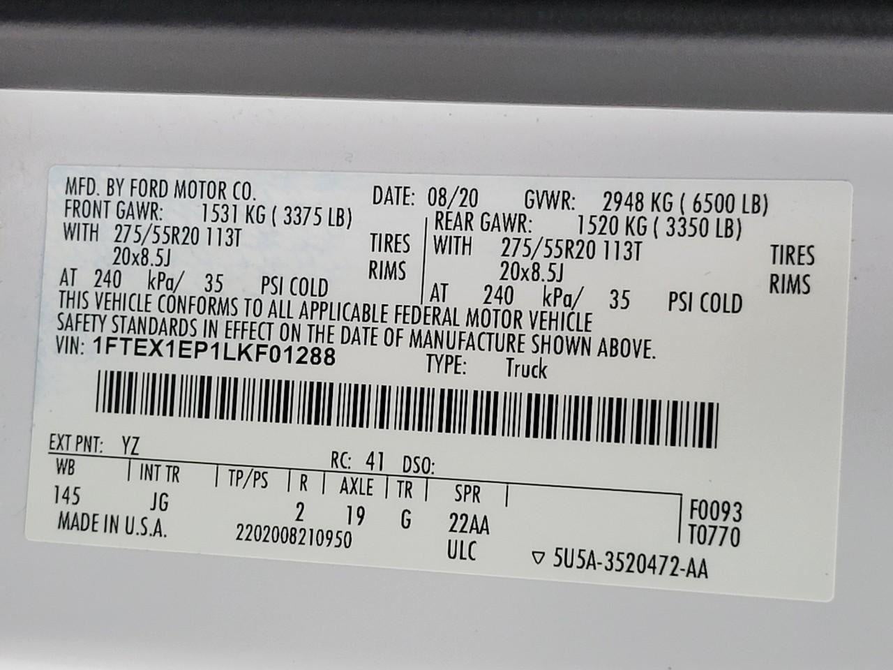 2020 Ford F-150 XL 4WD SuperCab 6.5' Box