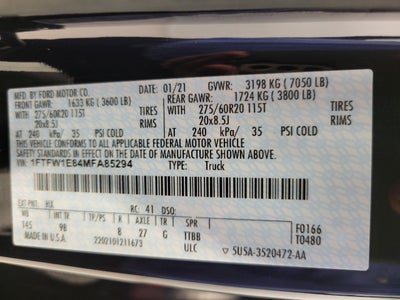2021 Ford F-150 Platinum 4WD SuperCrew 5.5' Box