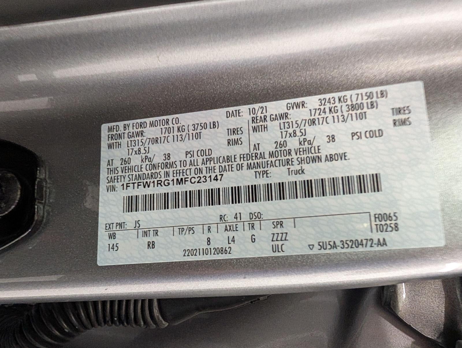 2021 Ford F-150 Raptor 4WD SuperCrew 5.5' Box