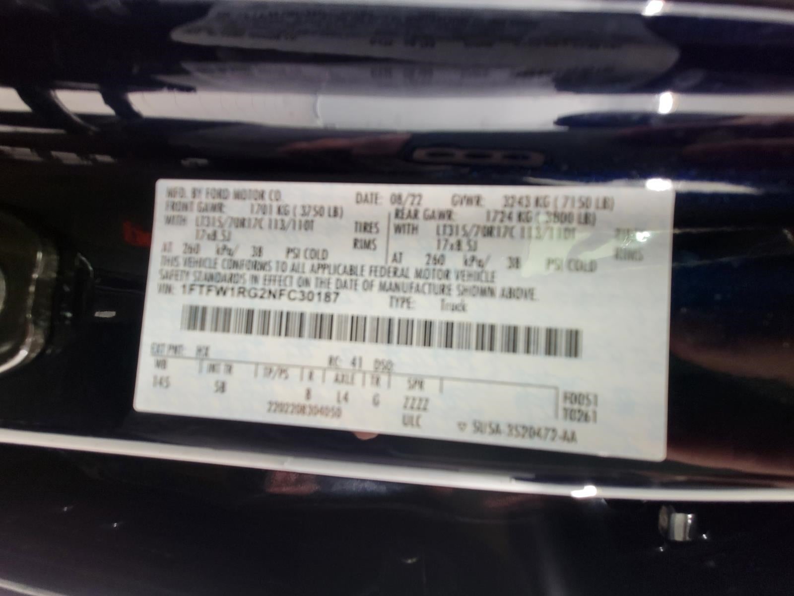 2022 Ford F-150 Raptor 4WD SuperCrew 5.5' Box