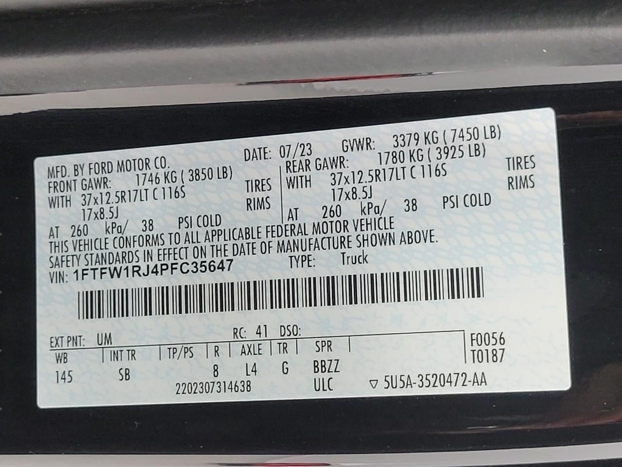 2023 Ford F-150 RAPTOR R 4WD SUPERCREW 5.5' BOX