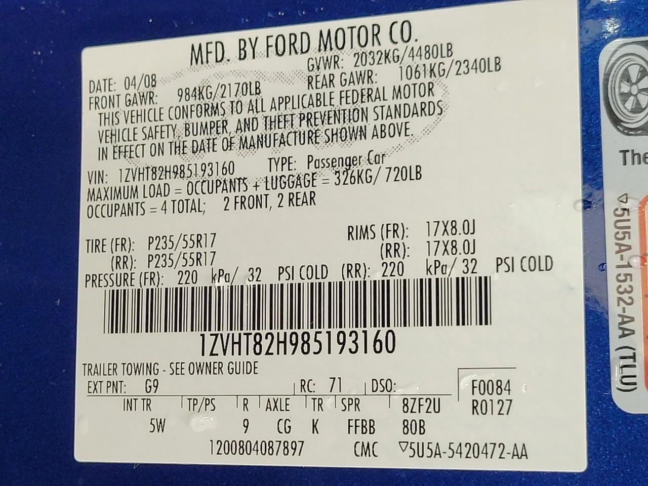 2008 Ford Mustang 2dr Cpe GT Deluxe