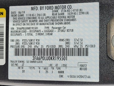 2019 Ford Fusion Hybrid SE FWD ** HYBRID ** NEW TIRES **