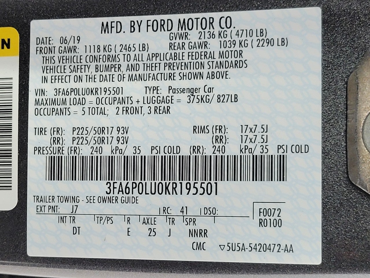 2019 Ford Fusion Hybrid SE FWD ** HYBRID ** NEW TIRES **