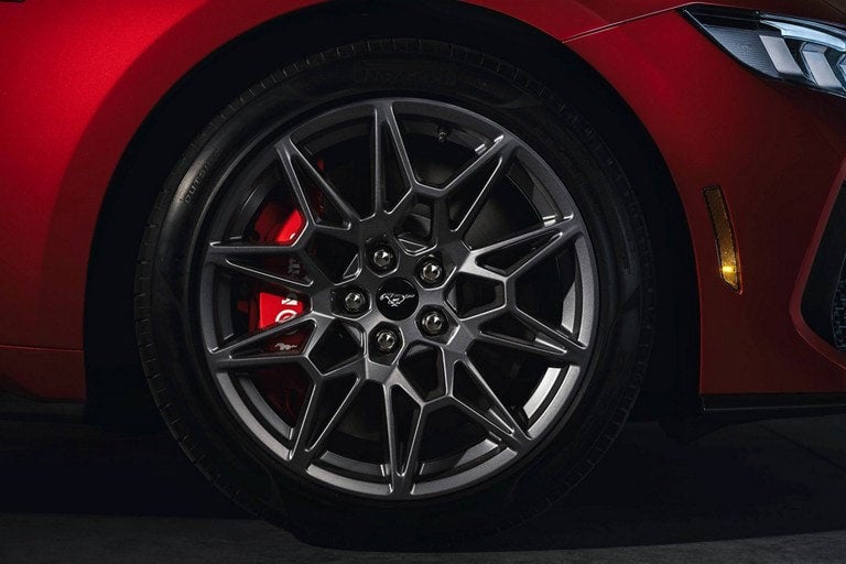 2024 Ford Mustang® model with a close-up of a wheel and brake caliper | Bergstrom Ford of Neenah in Neenah WI